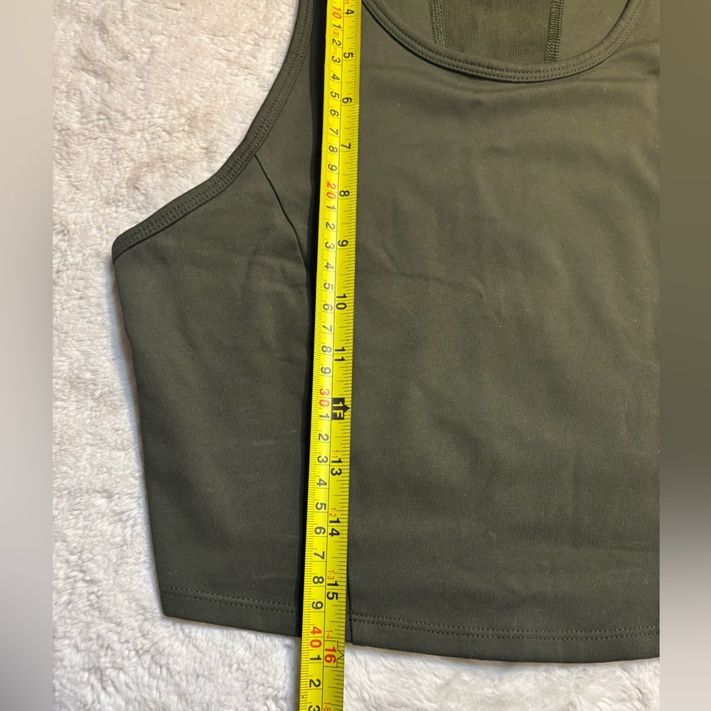 All in Motion Athletic Tank Top Medium Olive Green Racerback Mesh Panel Stretchy - Picture 14 of 14